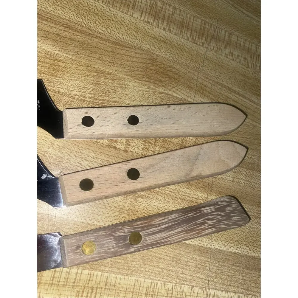 3 Cheese Knives Stainless Steel Wood Handle Vintage JAPAN Frontier Forge